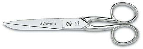 3 Claveles - Tijeras para Zurdos Multiusos, Costura y labores, Acero Carbono - (15cm - 6)