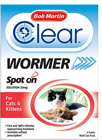 Bob Martin Clear Spot On Wormer Treatment for Cats and Kittens - 4 Tubes (1 Case - 6 Packs)
