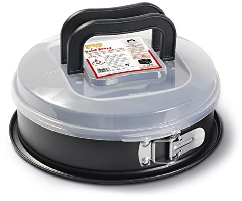 Guardini, Bake Away, Molde Tarta Desmontable con Tapa para Transportar, Material: Acero con Revestimiento Antiadherente, Color Negro