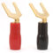 4 Angled Speaker Spade Terminal Connectors Screw Gold Plated 10mm Fork SPATER01