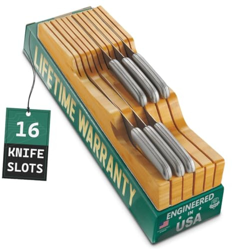 Bellemain 100% Pure Bamboo in Drawer Knife Block, Knife Organizer