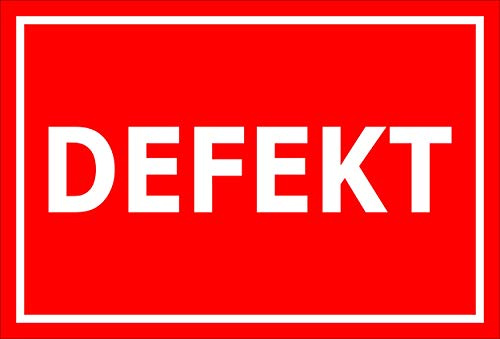 Melis-Folienwerkstatt Schild Defekt – 30x20 cm – 3mm Hartschaum – Bohrlöcher – mehrere Größen/Materialien