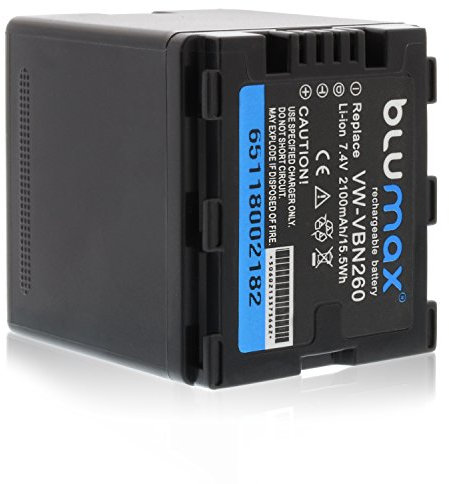 Blumax – Set professionale per Panasonic VW VBN260 E K (2100 mAh 100% compatibile con Infochip)
