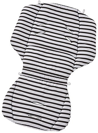 Gesslein Loop 944, Sitzauflage Kinderwagen & Buggy, universel, Wendeeinlage für Sommer & Winter, Tencel atmungsaktiv |Streifen schwarz/grau