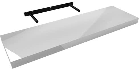 Velano Bücherregal Wand - Wandregal - Regal Wand - Schweberegal - Hängeregal - Regalbrett - Regalbrett- Küchenregal - Deko Wohnzimmer - Gewürzregal - Regale FSG Weiss Hochglanz 795x235