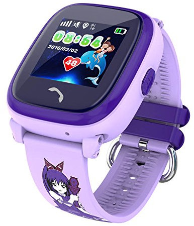 VIDIMENSIO GPS Telefon Uhr Kleiner Delfin-violett, Armband:mit Figur,ohne Abhörfunktion/mit sicherem Deutschen Server/Wasserdicht, SOS Notruf+Telefonfunktion/Anleitung+Uhr+App+Support: Deutsch