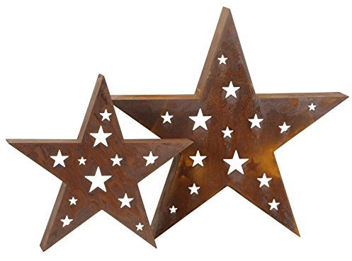 dekorative stimmungsvolle Weihnachts-Deko Gartendeko Stern Silhouette Stern Metall rostig 2 mögliche Größen (Metall, groß 45 x 8 x 43 cm hoch)