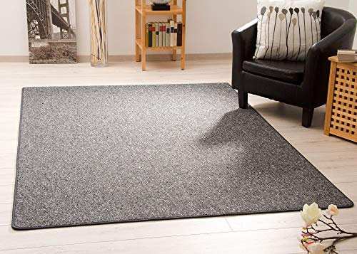 Steffensmeier Teppich Meddon XL | Robuste Schlinge für Esszimmer Küche Flur Hobbyraum Büro in Anthrazit, GUT Siegel, Größe: 300x400 cm