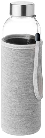 Glass Water Bottle with Grey Sleeve