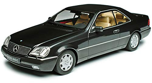 KK-Scale Mercedes-Benz SEC S-Klasse Coupe C140 Schwarz Anthrazit 1992-1998 1/18 Modell Auto mit individiuellem Wunschkennzeichen