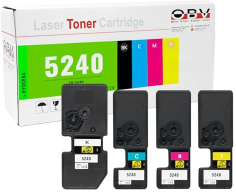 OBV TK-5240 Toner Set kompatibel zu Kyocera ECOSYS M5526cdn M5526cdw P5026cdn P5026cdw BK/C/M/Y mit Chip