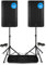 VONYX VSA15 Active PA Speaker Pair with Adjustable Tripod Stands & 6m XLR Cables - 2000W Bi-Amplified Powered DJ Sound System Set