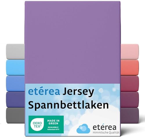 etérea Jersey Spannbettlaken 100x200cm - 120x200cm Violett bis 25 cm Höhe - 100% Baumwolle Spannbetttuch Oekotex - Bed Sheets Leintuch Bettbezug - Bettlaken 100x200 cm - 120x200 cm - Lila