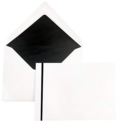Paper24 Trauerbriefumschläge Din C6 gefüttert schwarzer 2 mm Streifen 25 Stück Format: 114x162 mm Trauerumschläge mit schwarzem Futter, Kondolenzhülle für A6 Karten