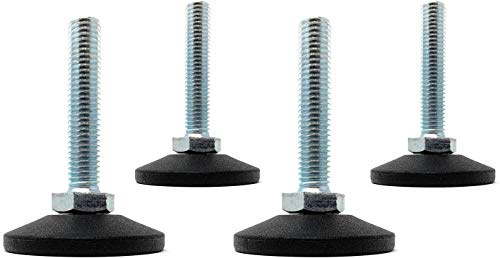 Design61 4x Justierschraube mit beweglicher Stellschraube M10x50 mm verzinkt Verstellschraube Teller Ø 48mm für Möbel, Werkbank & Maschinen