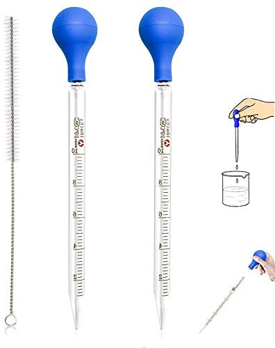WELLXUNK Tropfpipette Flüssigkeiten, 5ml 10ml Glas Pipetten, Messpipetten mit Bürsten Glas Pipette Dropper, Measuring Pipettierer, Tropfpipette für Labor Lebensmittel Forschung Medizin Schule