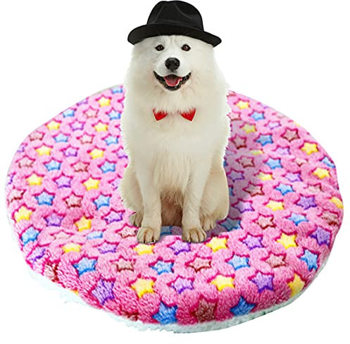 YUPPIE TONE Waschbare Haustiermatte Rundes Haustierdecke Hundedecke Katzendecke für Hund Katze - Pink Stern 42 * 42cm
