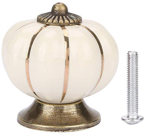 Keramikknäufe, Vintage Knopf Möbelgriff Türknäufe Keramische Antique Kürbisgriffe, Europäischer Stil Möbelknopf für Schrank Kleiderschrank Schubladen Küchenmöbel (Cremefarben)