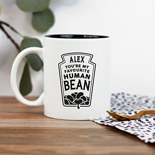 eBuyGB You're My Favourite Human Bean Mug, Personalised Bean Mug, Engraved 350ml Black Reveal Coffee Mug - Funny Mug, Birthday, Valentine's Day Gift, Bean Pun Gift