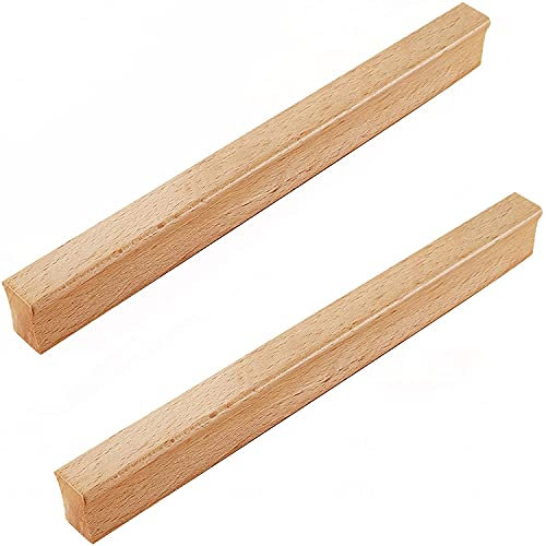 jiajulashou123 2 Stück Holz Möbelgriff Massiv Holzgriff Türgriff Hardware Griffe Beige Schrankgriff Schubladengriff für Tür Möbel Knöpfe Schubladen Schrank Kommoden,Dekoration (Hole distance:192mm)