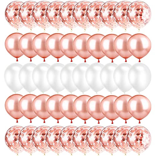 iWheat Rosegold Luftballon Set, 83 Stück Luftballons Rosegold Konfetti & Helium Balloons mit Bändern, Latex Ballons für Hochzeit, Geburtstag, Babyparty, Graduierung, Party Deko, 12 Zoll
