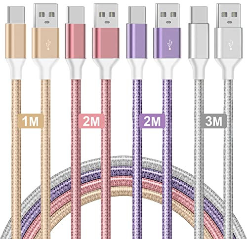 USB C Kabel,1M/2M/2M/3M 4pack Ladekabel 3.1A Schnellladekabel Nylon Lang Typ C Kabel für Samsung Galaxy S22 Ultra S21 S20 S10 S9 S8 Plus Xiaomi,Redmi,Sony Google Pixel