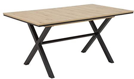 Hela Tische, Karina Esstisch Ausziehtisch, Holzwerkstoff melaminbeschichtet, Artisan Eiche, X-Gestell Anthrazit, 160-200x90cm