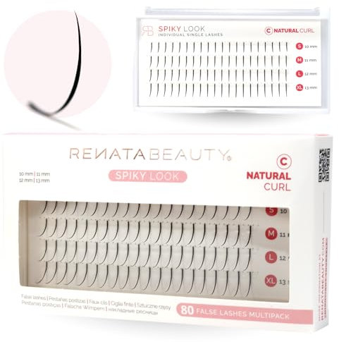 Renata Beauty SPIKES LASH EXTENSIONS – 3 Größen Einzelwimpern 11/12/13mm – synthetische individuelle Kunstwimpern – Wimpernverlängerung Matt Schwarz – Fake Lashes Set mit 80 St.