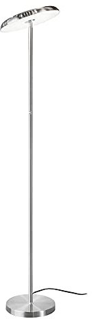 etc-shop Stehlampe dimmbar LED Stehleuchte silber Deckenfluter dimmbar, Tastdimmer, Spot schwenkbar, 1x LED 21W 1700lm 3000K, DxH 28 x 140 cm cm