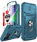 LeYi for iPhone 14 Pro Max 6.7'' Case Camera Cover Slider and 2 Tempered Glass Screen Protector, Ring Holder 360° Full Body Protective Shockproof Hard Armour Rugged Phone Case Cover Sea Blue