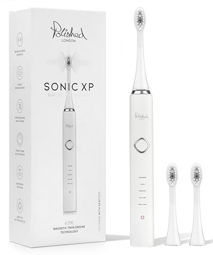 Polished London Sonic XP Toothbrush (White), Gentle & Effective Electric Toothbrush, 2-Minute Self Timer, Long Lasting Battery, 5 Smart Brushing Modes 40,000 Smart Reps/Min
