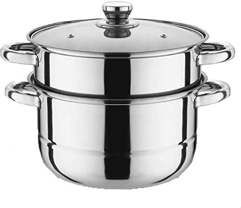 REJOON Vaporiera for Alimenti, vaporiera for Verdure, cestelli impilabili a Due Piani con Timer, Riscaldamento rapido in Acciaio Inox