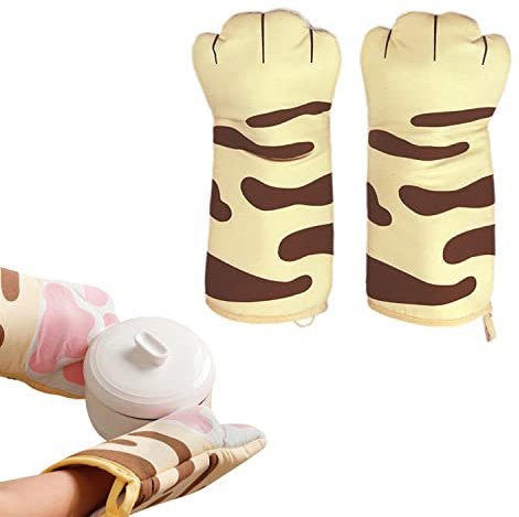 1 paire de gants de cuisson, gants de four résistants à la chaleur, gants de cuisine mignons en forme de griffe de chat, gants adaptés au micro-ondes et à la pâtisserie