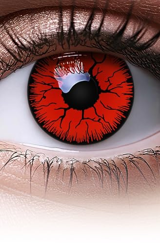 MERALENS Halloween rote farbige Kontaktlinsen Rot Red Metatron, Devil, Volturi Vampir, 2 Stück (1 Paar), Ohne Sehstärke, Kontaktlinse farbig für Cosplay, Karneval, Fasching, Anime, Kostüm