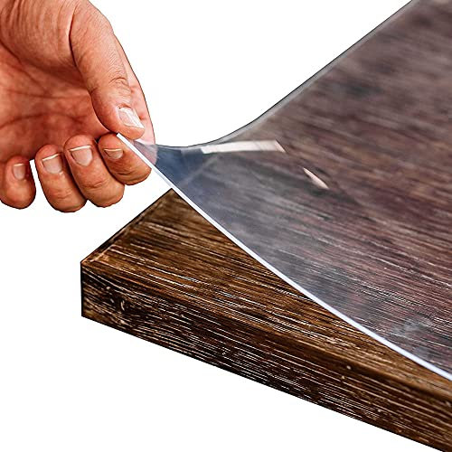 Ertex Tischfolie Transparent 2.2mm mit abgeschrägter Kante/Tischschutz Transparent versch. Größen und Wunschmaß/Tisch Schutzfolie Folie für Tisch aus PVC 90 x 45cm