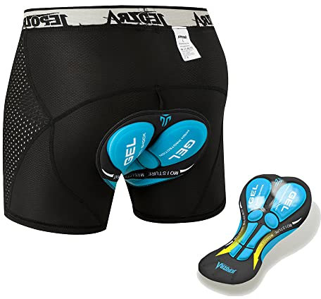 JEPOZRA Herren Radunterhose Radsportshorts Fahrradhosen mit elastische atmungsaktive 9D Gel Sitzpolster mit Einer hoher Dichte(Schwarz,L)