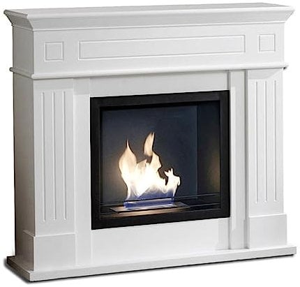 NORBE | Camino a Bioetanolo AREN | Biocamino da Terra in legno bianco | Camino da Muro di Design |Dimensioni 110 x 37 x 102h cm | Legno e Metallo verniciato | Potenza 3,68 kw/h