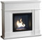 NORBE | Camino a Bioetanolo AREN | Biocamino da Terra in legno bianco | Camino da Muro di Design |Dimensioni 110 x 37 x 102h cm | Legno e Metallo verniciato | Potenza 3,68 kw/h