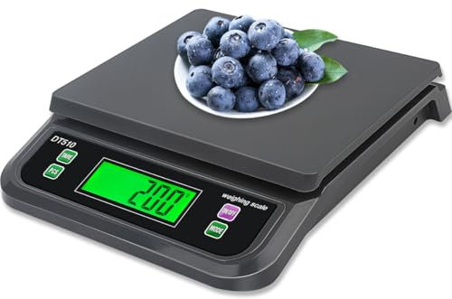 Küchenwaage Digitale 30kg mit großem LCD-Display Digitalwaage, mit Tara Funktion und digitalwaagemit PCS zählwaage 6 Maßeinheiten g,oz,lb,kg,tl,ct Lebensmittelwaage Batterien+adapter Waage digital