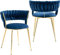 SUPPNEED Samt-Esszimmerstühle 2er Set, gepolsterter Wohnzimmerstuhl mit gewebter Rückenlehne und goldenen Metallbeinen, Beistellstuhl für Esszimmer, Wohnzimmer, Küche (Blau)