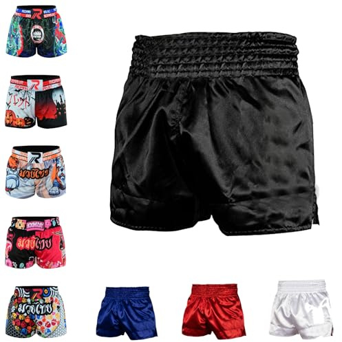 ROAR-INT Kids Muay Thai Boxing Kickboxing Shorts MMA Gym Training Fitness Trunks (as1, Alpha, m, Regular, Black, Regular Fit)