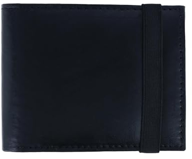 CTM Men's Bifold Wallet with Elastic Keeper Strap, Black