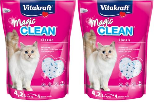 Vitakraft Magic Clean - Litière pour Chats à Base de silice - Neutralisation Ultra Rapide des odeurs - 1 Mois d'utilisation (1x 4,2L)