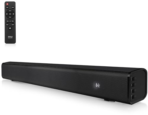Pyle Home Theater Soundbar Speaker - Wave Base Streaming Tabletop Stand Mount TV Digital System with AUX/Digital Optical Audio Connector Jacks/USB Port, HDMI /ARC, Full Sound Reproduction