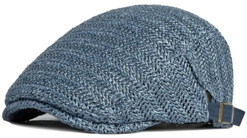 SOYNIA Boinas Sombreros Gorra De Boina Sombrero De Boina De Paja Transpirable Hombre Mujer Gorra Plana Ajustable Sombrero De Artista Vintage Boinas para Hombres Y Mujeres