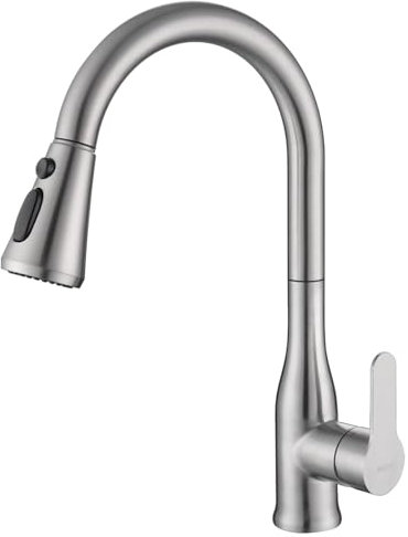 ONECE Grifo Cocina Extraíble con 3 Modos, Mezclador de Fregadero con Caño Giratorio 360°, Grifería Monomando con Ducha, Acero Inoxidable 304, Agua Fría y Caliente, Cepillado