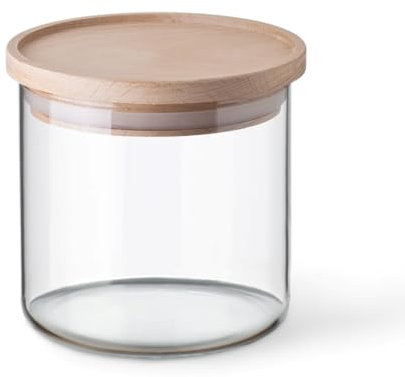 Vorratsglas mit Holzdeckel, Fassungsvermögen 0,50 l, Maße 96/95 mm, Borosilikatglas, sehr hohe Widerstandsfähigkeit 5162/LW SIMAX