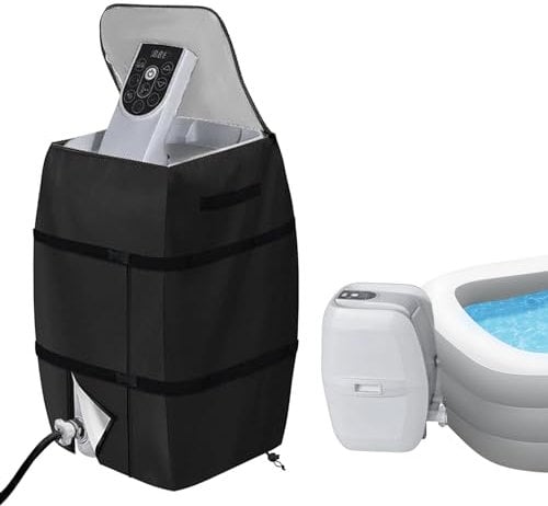 Hot Tub Cover for Lazy Spa. Hot Tub Spa Heater Pump Cover, Spa Accessories for Hot Tub, Inflatable Bathtub Pump Cover, 420D Oxford Cloth Waterproof Dustproof (16.9×14.9×21.2inch)