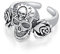 Totenkopf Ring 25 Sterling Silber Totenkopf Rose Ringe Gothic Ringe Verstellbarer offener Ring Skull Ring Knochen Fingerring für Halloween Weihnachten Geburtstag