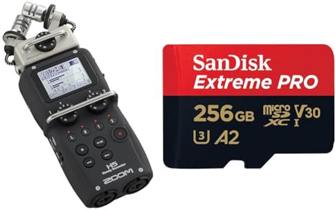 Zoom - H5 - Tragbarer 4-Spur-Recorder mit herausnehmbaren Kapseln & SanDisk Extreme PRO microSDXC UHS-I Speicherkarte 256 GB + Adapter & RescuePRO Deluxe